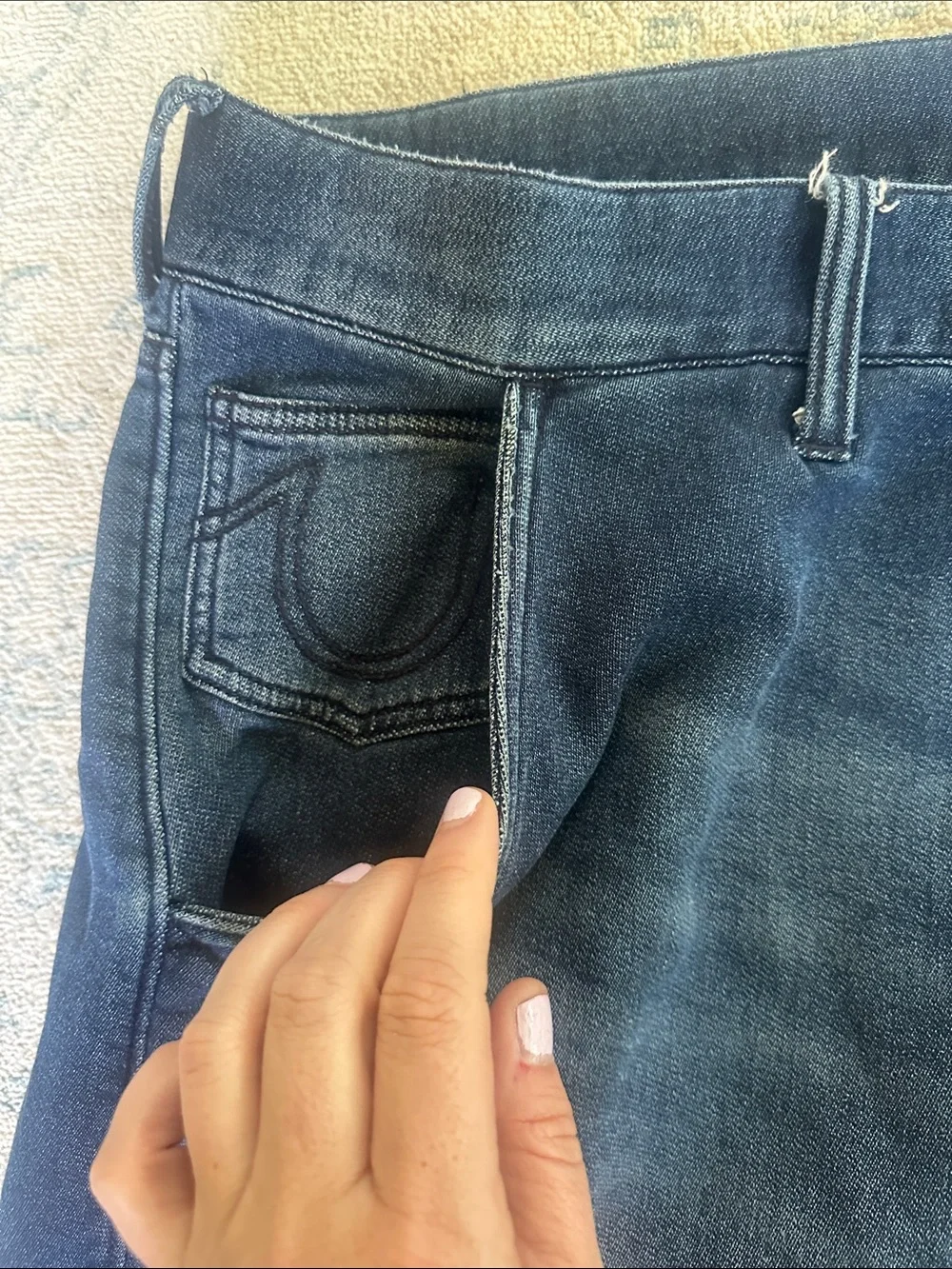 True Religion Men's Dark Blue Slim Denim Joggers Size 42